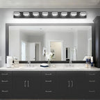 SOLFART 52inch Black Vanity Lights Fixtures - 8 Lights LED Modern Acrylic Matte Black Vanity Lights Bathroom Wall Lighting Over Mirror