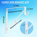 8 Pack Heavy Duty Closet Shelf & Rod Brackets 11 x 11 Inch, 300lbs Wall Mounted Closet Shelves Bracket with Rod Shelving Support, Closet Pole Supports Bracket Holder with Screws, White