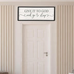 Surfapans Give It To God And Go To Sleep Sign Wall Decor Above Bed 32"x12" Master Bedroom Guest Room Over Bed Wood Rustic Framed Wall Art (Black)