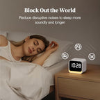 HOUSBAY Wooden Sound Machine Alarm Clock for Bedrooms - Gentle Wake-Up with Birdsong, White Noise for Sleeping, Small Digital Clock for Phone-Free Routine - Ash Wood
