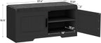 2-Tier Storage Bench, Shoe Bench with Thickened Padded Seat Cushion, Entryway Bench with 2 Doors, Adjustable Shelf, 13.8" D x 37.4" W x 18.5" H, for Entryway, Living Room, Bedroom, Black