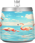 Flamingos Ocean Ashtray with Lid, Outdoor Ashtrays for Patio, Stainless Steel Ashtray Odorless Smokeless for Home Office Balcony