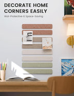 Fluxynara Cork Board Alternative Felt Strip Board 8-Pack 13"x2", Office Pin Board with 50 Push Pins, Adhesive Install for Bedroom Door & Home Office(Boho)