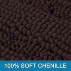 H.VERSAILTEX Bathroom Rugs Bath Rugs for Bathroom Non Slip Bath Mats Extra Thick Chenille Striped Rug 17" x 24" Absorbent Soft Shaggy Washable Dry Fast Bath Mats for Bath Room Floor - Chocolate