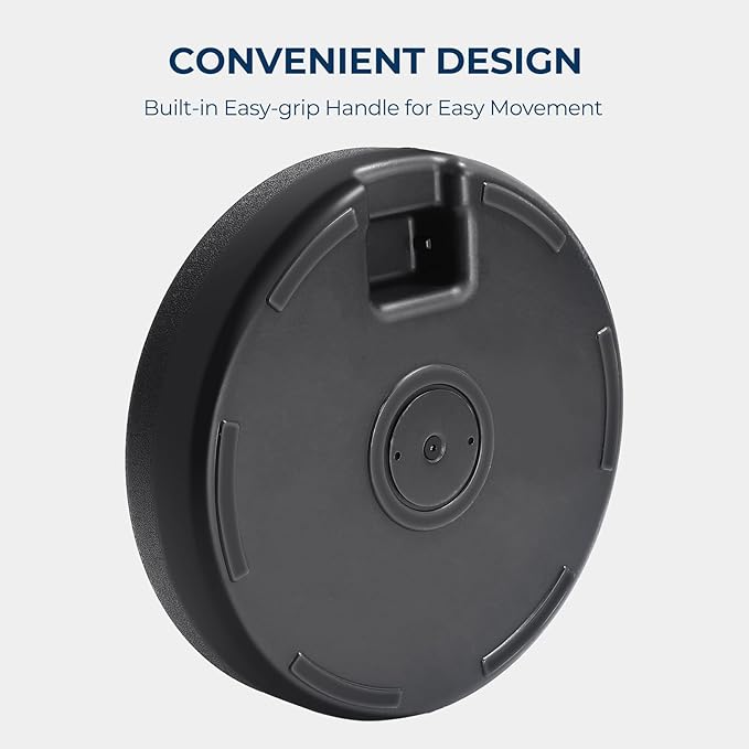 HOMSHADE 80lbs Patio Umbrella Stand, H12 Heavy Duty Base for Outdoor Market Umbrella, Fillable Weights with High-Density HDPE Material for Outside Patio(Black,Round)