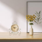 HZDHCLH Vintage Table Clocks for Living Room Bedroom Decor, Silent Decorative Farmhouse Shelf Clock Battery Operated, Small Rustic Mantel Clock with Roman Numerals (White)