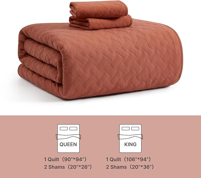 WRENSONGE King Size Quilt-3 Pieces Weave Autumn Leaf Bedspreads King Quilt Bedding Set for All Seasons, Soft Summer Coverlet with 2 Pillow Shams Suitable for Bed, Couch, Quilted Blanket