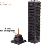 Handmade Soapstone Incense Stick Tower Holder | Marble Incense Stick Tower Burner | Aromatherapy Spa Fragrance Accessory for Home & Office Décor (11 x 3 Inches) (Black)