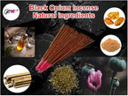 Giftbrit Black Opium Natural & Herbal Incense Sticks 100 Sticks with Incense Holder for Meditation, Yoga, Church, Relaxation, Healing and Positivity