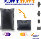 Fluff and Stuff Comfort Pillow | Queen Size Memory Foam Pillows, Chiropractor Designed and Approved 2-in-1 Back Support and Bed Pillows | Fully Adjustable Pillow (Black, Queen (Pack of 1))