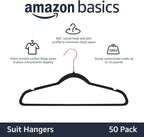Amazon Basics Slim, Velvet, Non-Slip Suit Clothes Hangers, Black/Rose Gold - Pack of 50