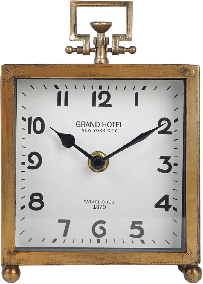 NIKKY HOME Small Table Clock, Silent Non-Ticking Classic Battery Operated Decorative Mantel Desk Shelf Clock for Living Room Decor - Rose Gold