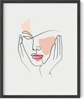 Y2K BOO Aesthetic Face UNFRAMED Wall Art Hands on Cheeks Continuous Line Drawing Abstract Pink Shapes 16x20 Inch Heavyweight Paper Studio Decor