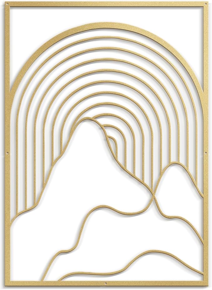SIGNLEADER Metal Wall Art Decor Geometric Mid-Century Stripe Landscape Modern Abstract Wall Sculpture Hangings Home Decoration for Living Room, Bedroom, Bathroom, Kitchen, Outdoor - 36" Gold