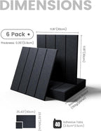 Fluxynara Felt Bulletin Board Tiles Large 36" x 24" Cork Board Alternative-6 Pack with 40 Adhesive Tabs, Slat Wall Panels for Office Decor, Push Pin Board Wall Organizer - Deep Charcoal Blue
