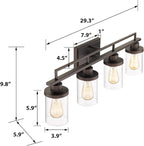 Emliviar 4-Light Vintage Vanity Light - Farmhouse Bathroom Wall Light Fixtures, Oil Rubbed Bronze Finish with Clear Glass, YCE238B-4W ORB