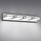 Modern LED Bathroom Lights Fixtures(4-Light),Stainless Steel Chrome Acrylic Wall Lighting,Vanity Lights for Bathroom Over Mirror(6000k 27in)
