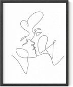 Y2K BOO Kissing Couple UNFRAMED Wall Art Romantic Intimacy Continuous Line Drawing 11x14 Inch Heavyweight Paper Modern Minimalist Love Studio Decor
