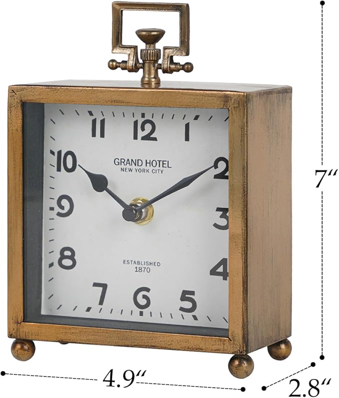 NIKKY HOME Small Table Clock, Silent Non-Ticking Classic Battery Operated Decorative Mantel Desk Shelf Clock for Living Room Decor - Rose Gold