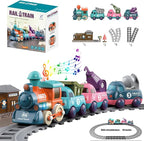 Kids Electric Train Toys with Tracks - Lighting & Music Trains for Boys Girls, Choo Choo Train，Magnetic Connection, Battery Operated, Birthday Gift for Boys Girls Age 4 5 6 7 8 (19052D-1)