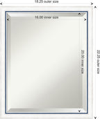 Amanti Art White Wall Mirror 22x18 Morgan White Blue Rectangle Bathroom Mirror for Wall Decor Living Room, Small Modern Wood Frame, Hangs Horizonally and Vertically, Bathroom Decor, Beveled Edge
