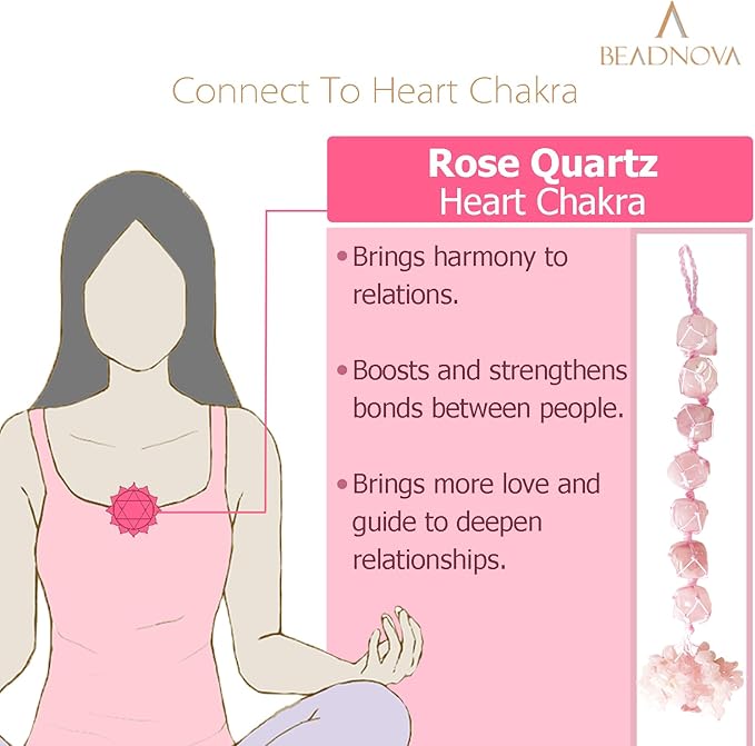 BEADNOVA Spiritual Room Decor Rose Quartz Positive Energy Decor Hanging Crystals for Car Wall Ornaments Yoga Meditation Healing Crystals Window Ornament Decoration