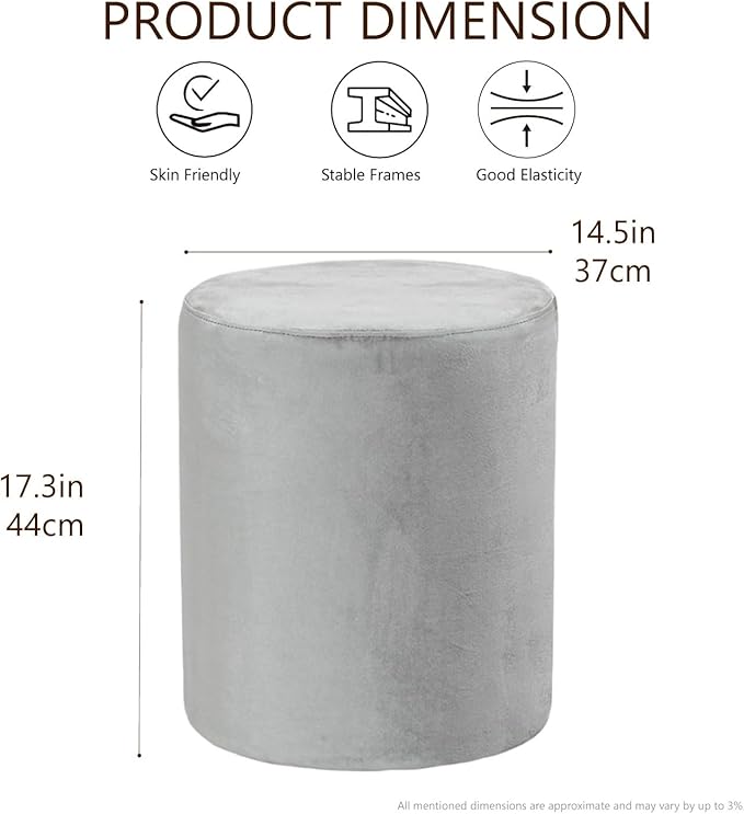 Get Set Style Modern Round Ottoman with Soft Padded Seat, Multifunctional Vanity Stool for Makeup, Upholstered Footrest Stool Ottoman Foot Stool for Living Room, Bedroom
