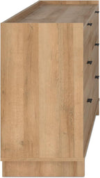 Prepac Simply Modern 6-Drawer Double Dresser for Bedroom, Chest of Drawers, Modern Bedroom Furniture, 52.5” Wide x 16” deep x 29.5” Tall, Oak