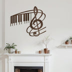 SIGNLEADER Metal Wall Art Music Note Decor - Treble Clef with Piano Key Modern Abstract Wall Sculpture Hanging Home Decoration for Living Room, Bedroom, Bathroom, Kitchen, Studio - 24" Bronze