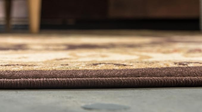 Rugs.com Chateau Collection Rug – 8 Ft Round Brown Medium Rug Perfect for Kitchens, Dining Rooms