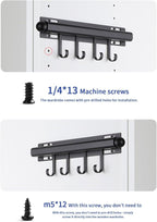 12" Valet Rod for Closet Pull Out With 4 Hooks Valet Rods for Closets (2Pack Black) Closet Valet Rod Slide Out