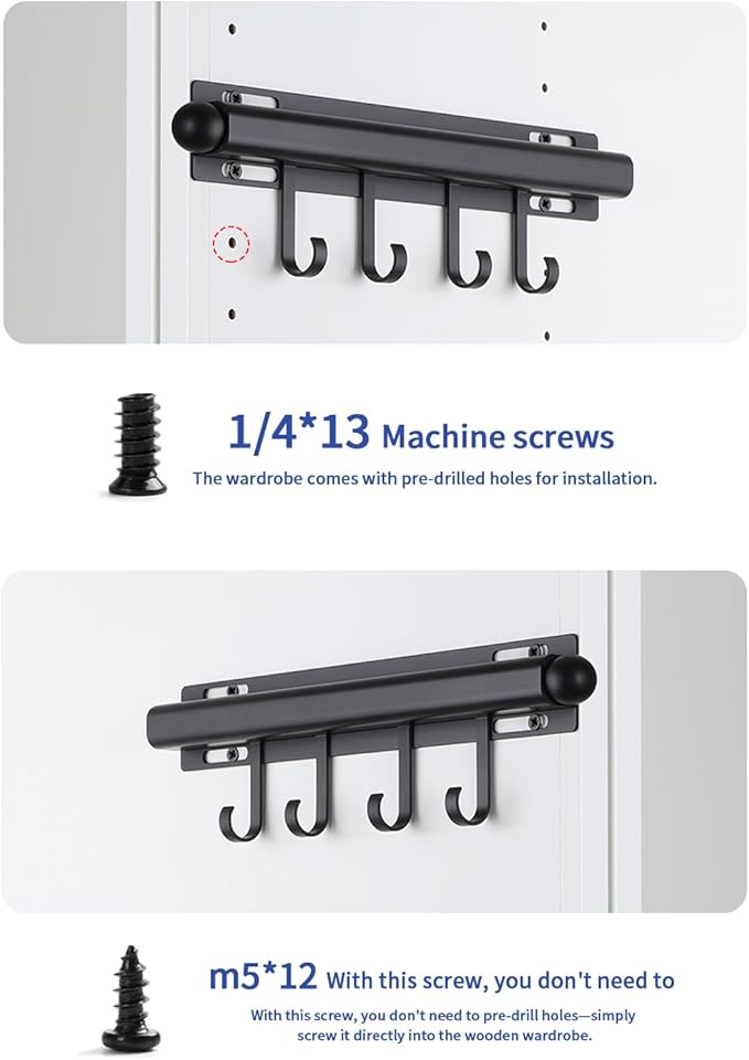 12" Valet Rod for Closet Pull Out With 4 Hooks Valet Rods for Closets (2Pack Black) Closet Valet Rod Slide Out