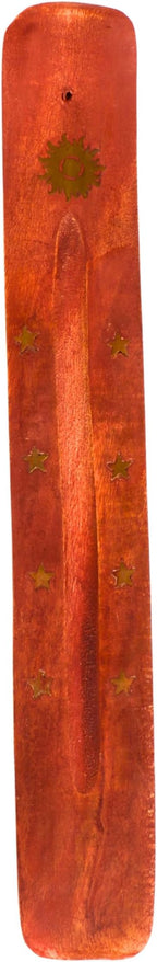 Hosley Set of 6 Wood Incense Holder Sun 10" Long. Ideal Gift for Wedding, Aromatherapy, Zen, Spa, Vastu, Reiki Chakra Settings