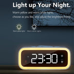 IHAO 5in1 Multi-Functional Alarm Clock with Wireless Charging 15W Fast Charger for Phone & Earbuds 3 Group Alarms, Dimmable Night Light, USB Port, Digital Clock Adjustable Light Mini Mirror QXF-805