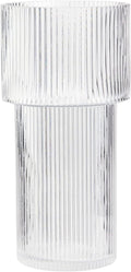 Large Glass Vase, 12 Inches Tall Vase for Flowers, Flower Vases for Bouquet, Modern Ribbed Glass Vases for Living Room, Dining Table, Office, Entryway, Mantle, Shelf, Wedding Gifts