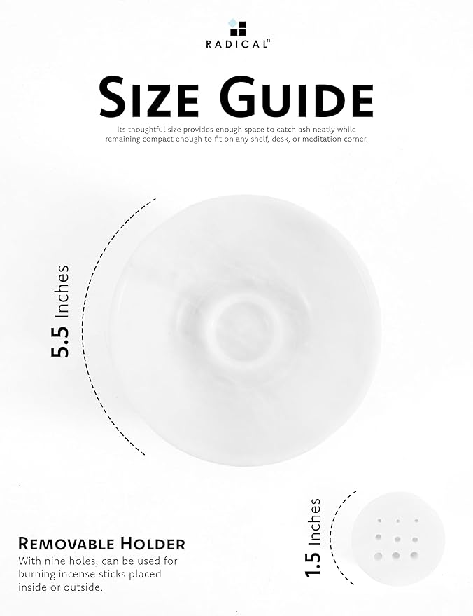 Radicaln Marble Incense Holder for Stick 5.5" Inches Handmade White Marbles Ashtray for Home Décor, Ideal Incense Stick Holder, Palo Santo Holder & Incense Holder Marble for Living Room