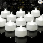 BEICHI Flameless Candles, 24Pack Battery Operated Candle, LED Tea Lights Candles Battery Operated, Flickering Fake Votives for Wedding Halloween Christmas Diwali- Pure White Light