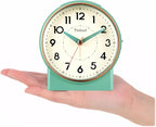4.3" Retro Analog Alarm Clock, Vintage Decor, No Ticking Silent, Easy to Set, Gradual Rise Alarm, On/Off Switch on Side, Gentle Wake, Snooze, Lighted on Demand, Battery Operated, Retro Green