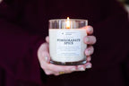 PERIPETI Home Pomegranate Spice Scented Candle, Classic Wick – 8.5oz Natural Soy Wax for Energizing Aromatherapy, Long-Lasting Burn