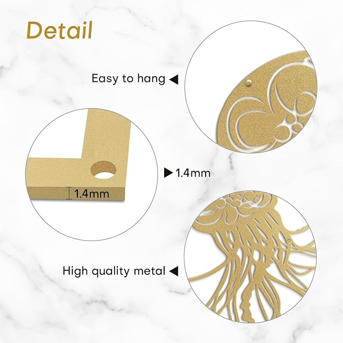 SIGNLEADER Metal Wall Art Decor Octopus Minimalist Modern Abstract Wall Sculpture Hangings Home Decoration for Living Room, Bedroom, Bathroom, Kitchen, Outdoor - 30" Gold