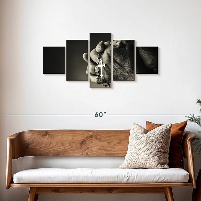 Elephant Stock Christian Prayer Canvas - 5 Panel Pictures Decor - Digital Design Canvas Print - Christian Wall Decor - 42" X 19"