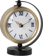 NIKKY HOME Gold Table Clock, Vintage Desk Clock Silent Non-Ticking Battery Operated Decorative Mantel Desk Shelf Clock for Living Room Decor