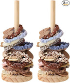 Scrunchie Holder Hair Accessories Organizer Stand Wood Hair Tie Holder Organizer Storage Display Jewelry Scrunchy for Women Girls Bedroom Bathroom Decor