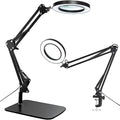 15X Magnifying Glass with Light – Real Glass Lens, 3 Color Modes & Adjustable Brightness – 2-in-1 Desk Lamp with Clamp & Heavy Base – Flexible Swing Arm – Ideal for Crafts, Reading, Repair, Seniors