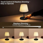 Waterproof Rechargeable Table Lamp - Portable Cordless Desk Lamp with 8 RGB Colors,4000mAh Outdoor Stepless Dimmable LED Night Light for Bedroom, Living Room,Camping Restaurant,Office (Black)