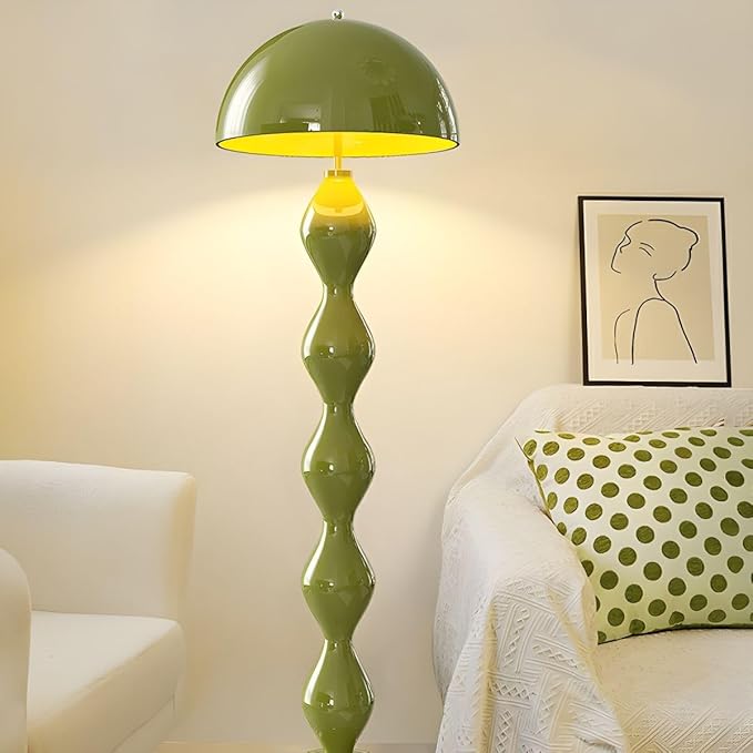 CraftThink Modern Floor Lamp, Modern Standing Corner Lamp with Iron Lampshade, Tall Lamp Mid Century Standing Lamp with Foot Switch for Bedroom Reading Living Room (Red, Bulb Not Included)