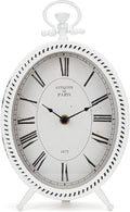 NIKKY HOME Vintage Table Clock, Metal White Table Clock Retro Non-Ticking Desk Clock Battery Operated Antique Non-Alarm Clocks for Bedroom Living Room Indoor Decoration