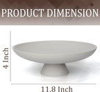 Modern Resin Pedestal Decorative Bowl, Large Fruit Bowl for Kitchen Counter, Stylish Key Bowl for Entryway Table, Grey