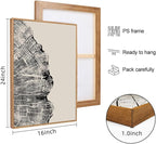 CHDITB Framed Wood Tree Rings Wall Art Set, 16x24in Black and White Canvas Art Wall Decor, Abstract Nature Wall Pictures Prints, Modern Paintings Wall Art for Living Room, Bedroom, Farmhouse(3Pcs)