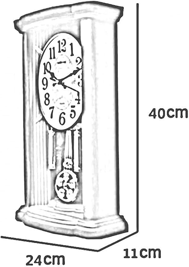 Vintage Battery-Operated Pendulum Mantel Clock | Westminster Chime Wooden Fireplace Clock for Living Room, Office & Home Décor | Classic Decorative Timepiece